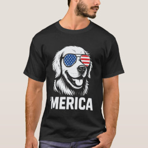 Camiseta Golden Retriever 'Merica 4 de Julho Cão Patriótico