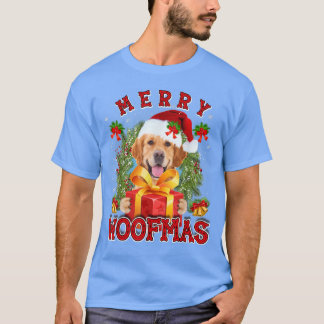 Camiseta Golden Retriever Merry Xmas Woofmas Xmas Lights Sa
