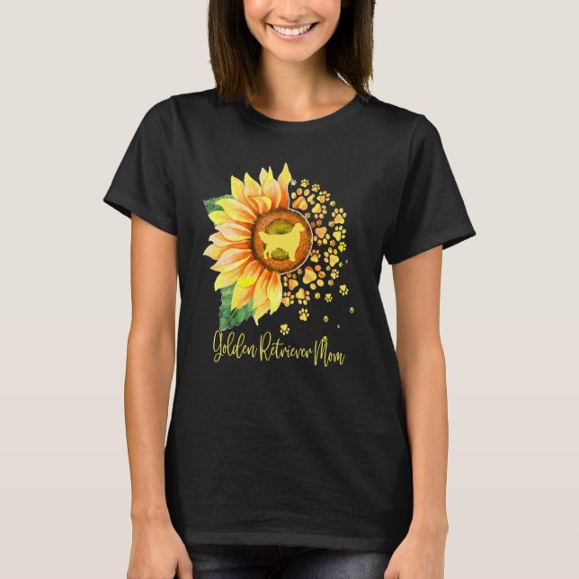 Camiseta Golden Retriever Mom Sunflower Dog Paw Mother s Da (Frente)