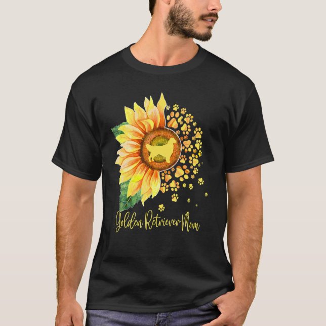 Camiseta Golden Retriever Mom Sunflower Dog Paw Mother s Da (Frente)