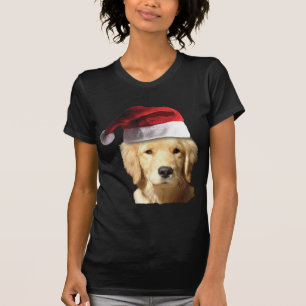 Camiseta Golden retriever no chapéu do papai noel