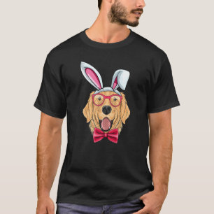 Camiseta Golden Retriever Óculos Orelhas de Coelho Páscoa C
