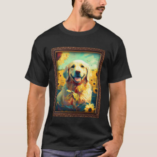 Camiseta Golden Retriever Painting Sunflower Flower Mom Wom