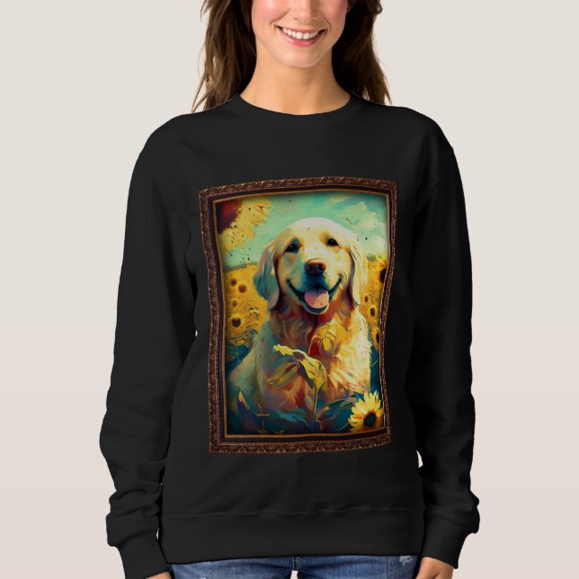 Camiseta Golden Retriever Painting Sunflower Flower Mom Wom (Frente)