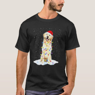Camiseta Golden Retriever Papai Noel Árvore de Natal Luzes 
