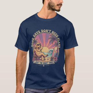 Camiseta Golden Retriever Praia Vibrações de Verão