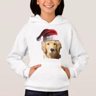 Camiseta Golden retriever que veste um chapéu de Papai Noe