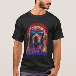 Camiseta Golden Retriever Retro Estilo Anos 80 Para Amantes