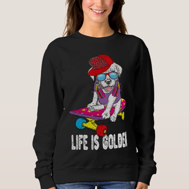 Camiseta Golden Retriever Skateboarding Life Is Golden Hip  (Frente)