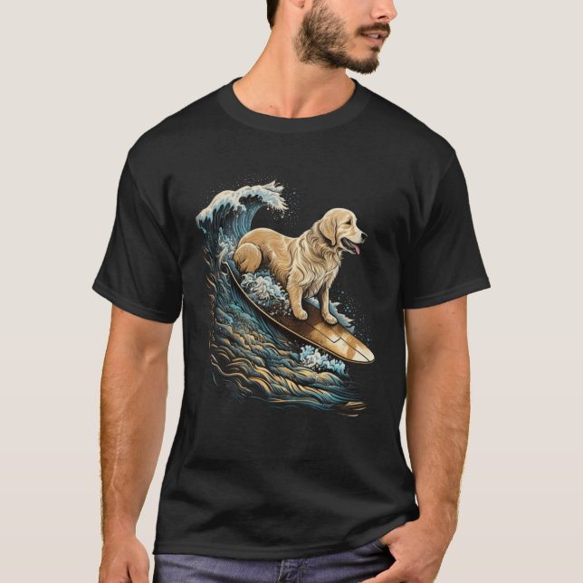 Camiseta Golden Retriever Surfing Kanagawa Japanese The gre (Frente)