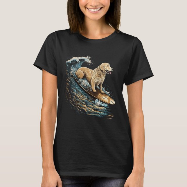 Camiseta Golden Retriever Surfing Kanagawa Japanese The gre (Frente)