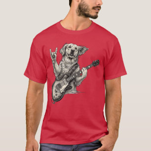 Camiseta Golden Retriever Tocando Violão Música Rock Mãe de