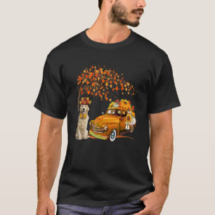 Camiseta Golden Retriever Usando Chapéu Árvore de Outono Ca