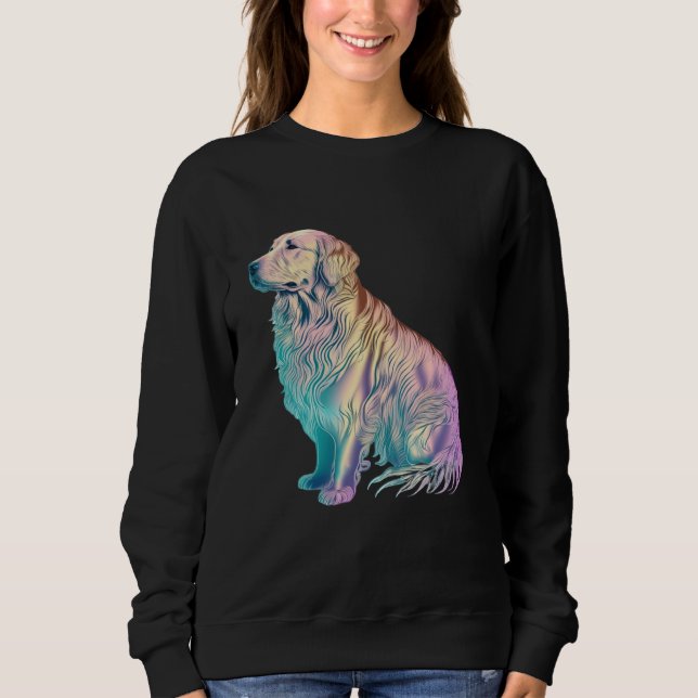 Camiseta Golden Retriever Vaporwave Retrowave Aesthetic  2 (Frente)