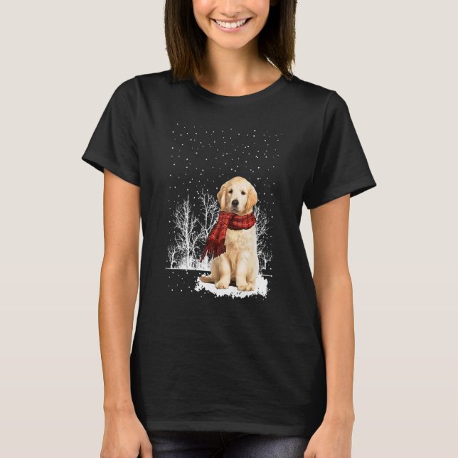 Camiseta Golden Retriever Winter Scarf  Dogs Tree Forest Sn (Frente)