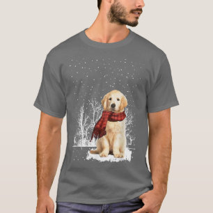 Camiseta Golden Retriever Winter Scarf Dogs Tree Forest Sn