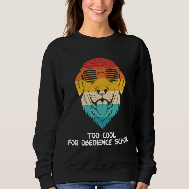 Camiseta Golden Retriever With Shades Too Cool For Obedienc (Frente)