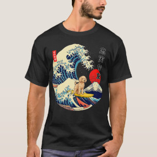 Camiseta Goldendle Japonês Kanagawa Surf Cão Real