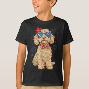 Camiseta Goldendoodle 4º De Julho, Doodle Ouro Patriótica D