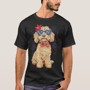 Camiseta Goldendoodle 4 de Julho Patriótico Golden Doodle D