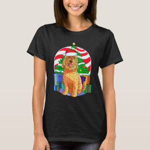 Camiseta Goldendoodle Cachorro Bonito Papai noel Decado de