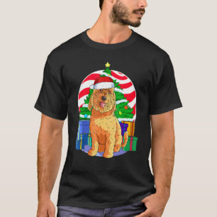 Camiseta Goldendoodle Cachorro Bonito Papai noel Decado de