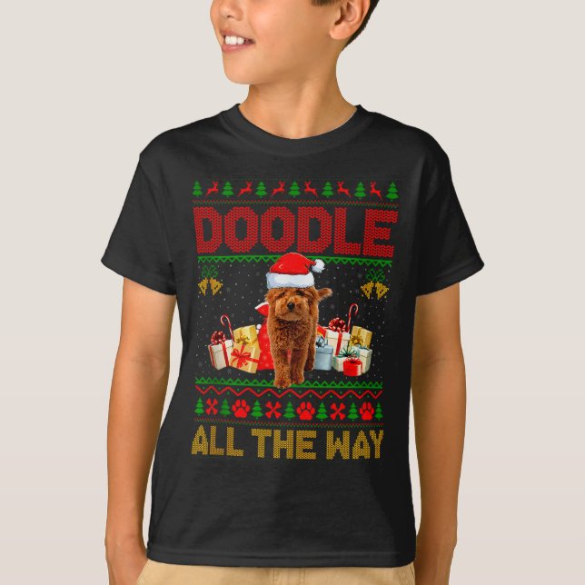 Camiseta Goldendoodle Dog Ugly Christmas Sweaters Pet Dog L (Frente)