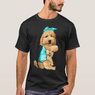 Camiseta Goldendoodle Eu Amo Mãe Tatuagem Dia de as mães De