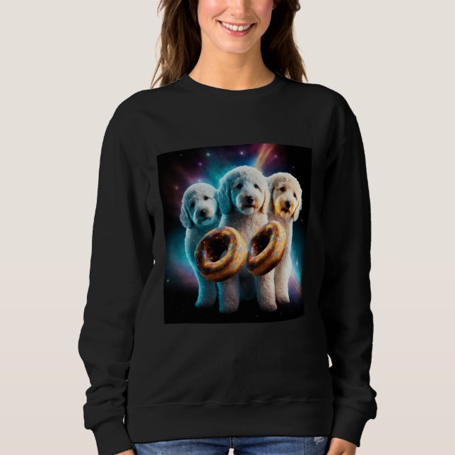 Camiseta Goldendoodle In Space With Donuts Cute Doodle Boys (Frente)