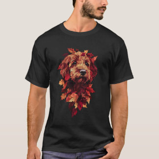Camiseta Goldendoodle Labradoodle Folhas de Outono Cachorro