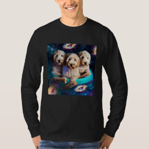 Camiseta Goldendoodle No Espaço Com Donuts Doodle Meninos F