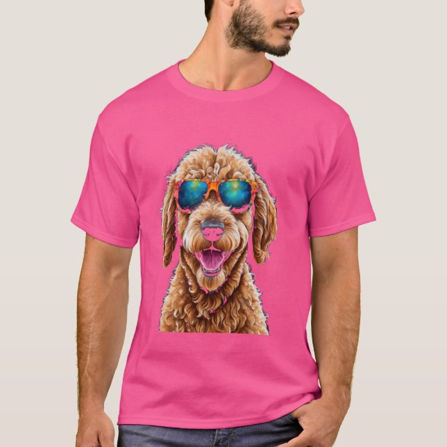 Camiseta Goldendoodle Óculos de sol Ouro de rabisco de cão  (Frente)