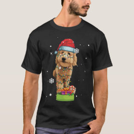 Camiseta Goldendoodle Papais noeis de Natal Engraçados Cach