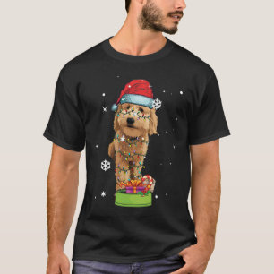 Camiseta Goldendoodle Papais noeis de Natal Engraçados Cach