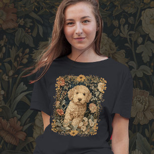 Camiseta Goldendoodle Puppy no Antigo Jardim Movido