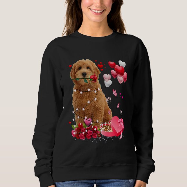 Camiseta Goldendoodle Rose Heart Happy Valentine Day Dog Mo (Frente)