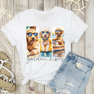 Camiseta Goldendoodles em óculos de sol Víblias de Ouro de 