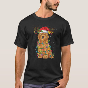 Camiseta Goldendoododle, Luzes de Natal e Cachorro de Santa