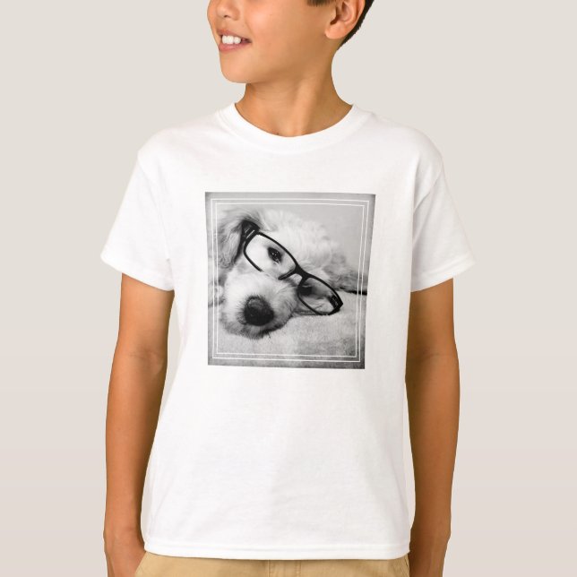 Camiseta Goldendoodododle com óculos (Frente)