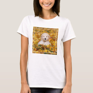 Camiseta Goldendoodododododle Puppy Em Folhas De Queda