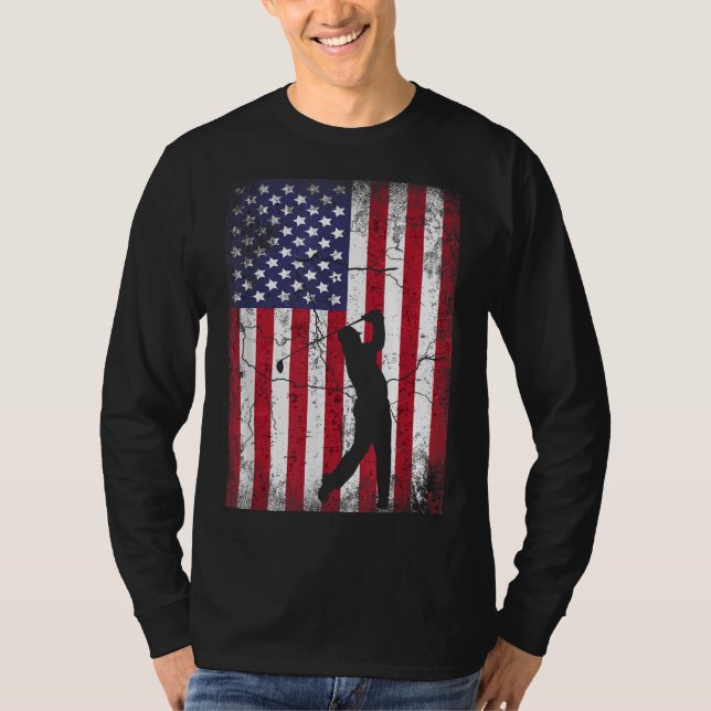Camiseta Golf American Flag 4 de julho presente para mulher (Frente)