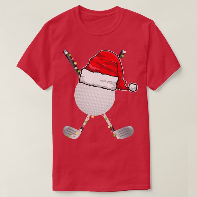 Camiseta Golf Ball Christmas Santa Hat Engraçado Xmas Golfe (Frente do Design)
