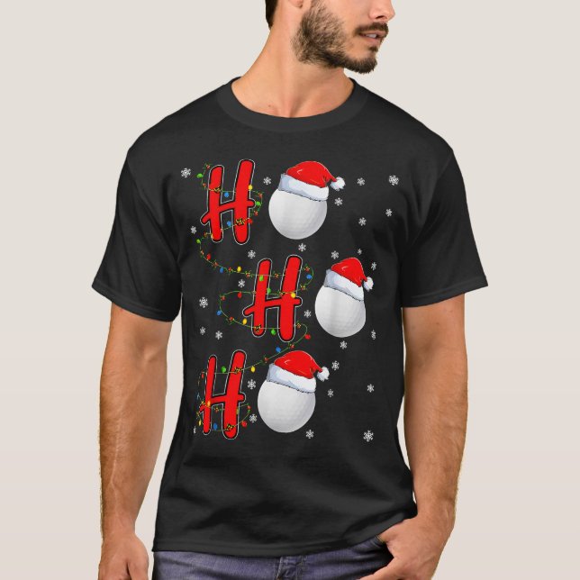 Camiseta Golf Ball Santa Hat Ho Ho Ho Men Women Christmas X (Frente)