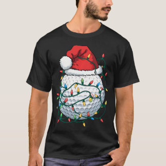 Camiseta Golf Ball Santa Hat Homens Mulheres no Natal Golfe