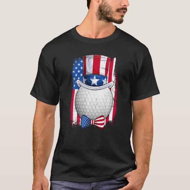 Camiseta Golf Ball & Tio Sam Hat American Flag 4th Jul (Frente)
