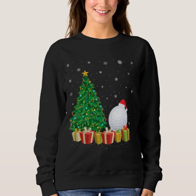 Camiseta Golf Ball Xmas Tree Lighting Santa Hat Golf Ball C (Frente)