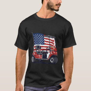 Camiseta Golf Cart American Flag 4 De Julho Esporte Patriot