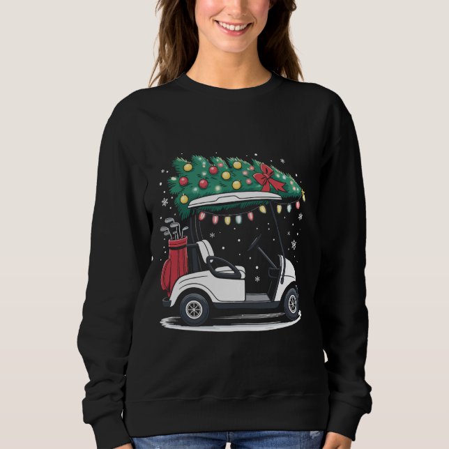 Camiseta Golf Cart Christmas Tree Lights Xmas Sport Golfer  (Frente)