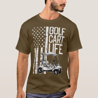 Camiseta Golf Cart Life American Flag Patriótico Golfe Spo