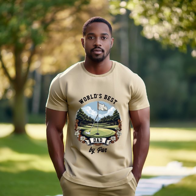 Camiseta Golf Course World's Best Pai by Par (Golf Course with Club and Golf Ball "World's Best Dad by Par" Tri-Blend Shirt)